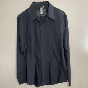 Vintage Split Skateboarding Black Long Sleeve Button Up Shirt Mens Medium